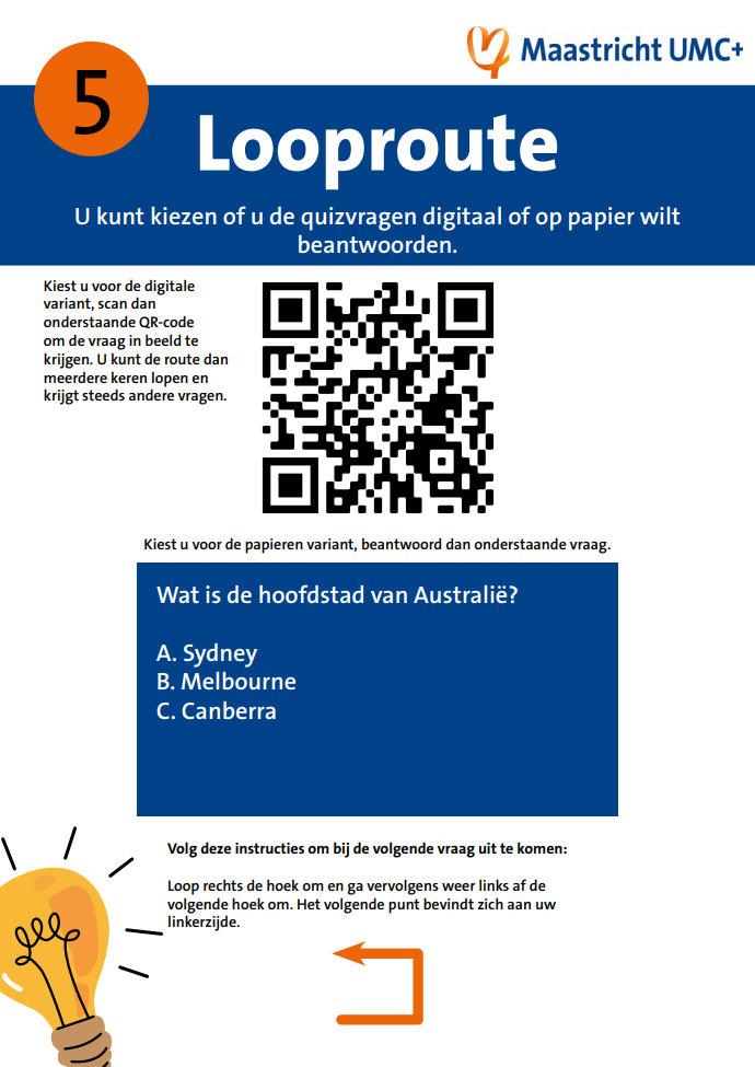voorbeeld van een quizvraag tijdens looproute